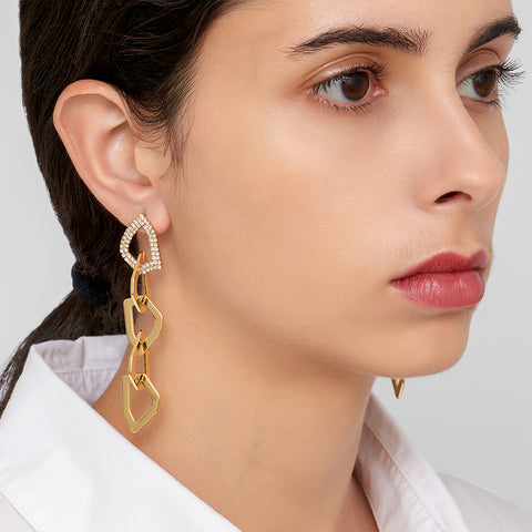 Organic Link Drop Earrings gold