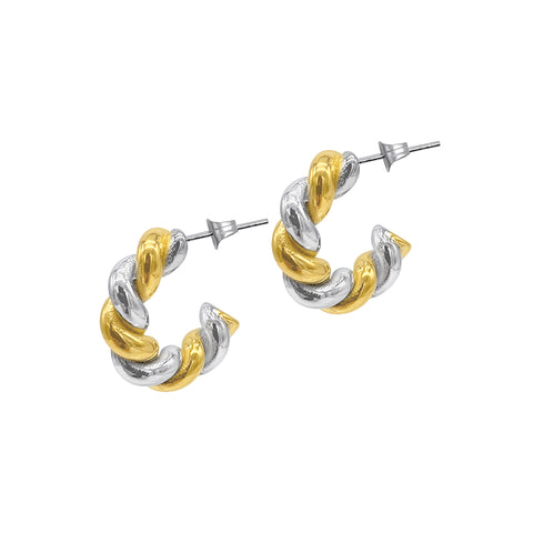 Mixed Metal Cable Hoops gold silver