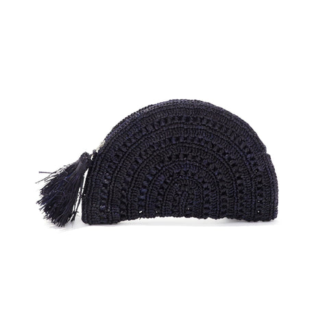 Adornia Raffia Moon Clutch