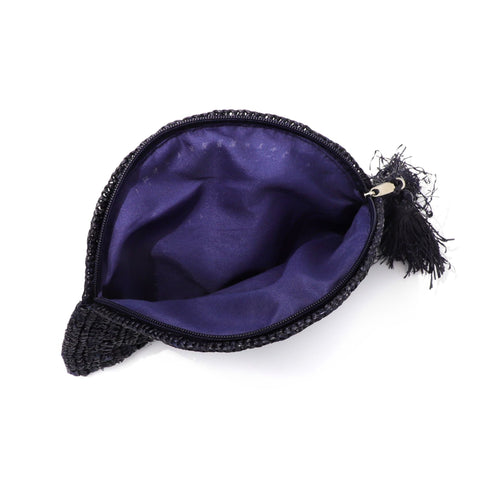 Adornia Raffia Moon Clutch