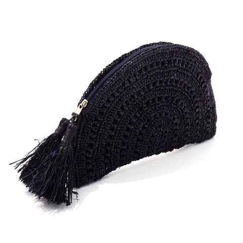 Adornia Raffia Moon Clutch