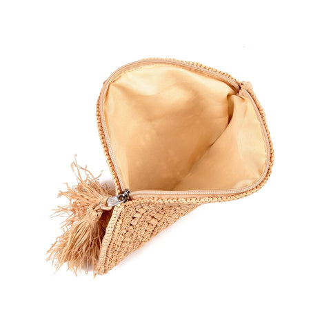 Adornia Raffia Moon Clutch