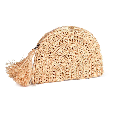 Adornia Raffia Moon Clutch
