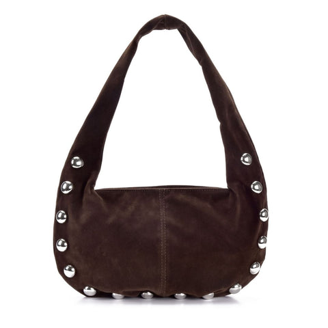 Dark Brown Studded Crescent Bag
