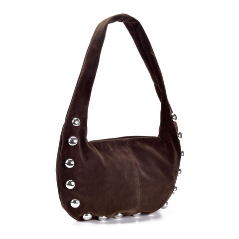 Dark Brown Studded Crescent Bag