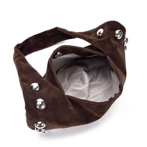 Dark Brown Studded Crescent Bag