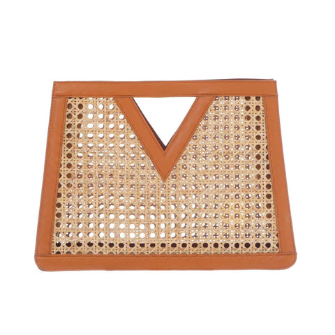 Brown Rattan Kane Clutch