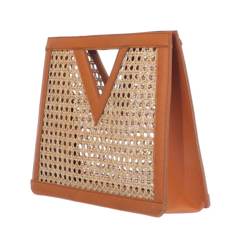 Brown Rattan Kane Clutch