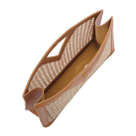 Brown Rattan Kane Clutch