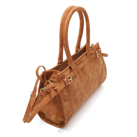 Brown Shoulder Bag with Belt Detail