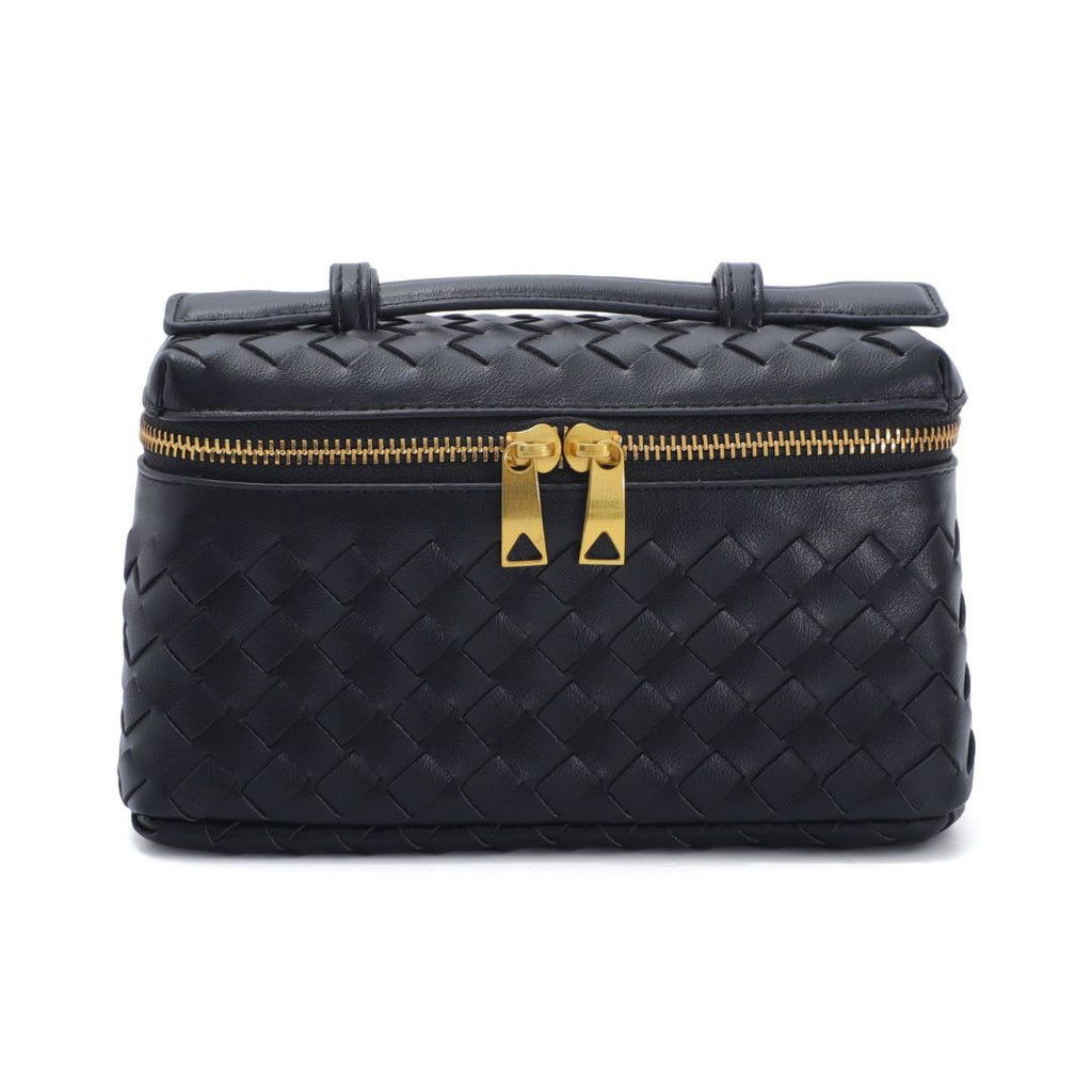 Black Woven Top Handle Bag