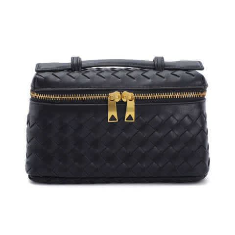 Black Woven Top Handle Bag