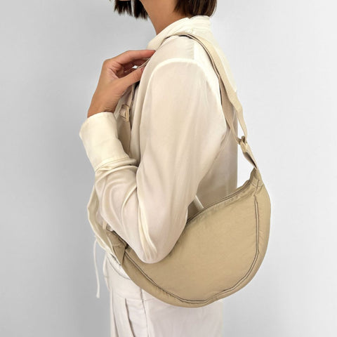 Cream Sporty Adjustable Moon Bag