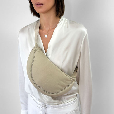 Cream Sporty Adjustable Moon Bag