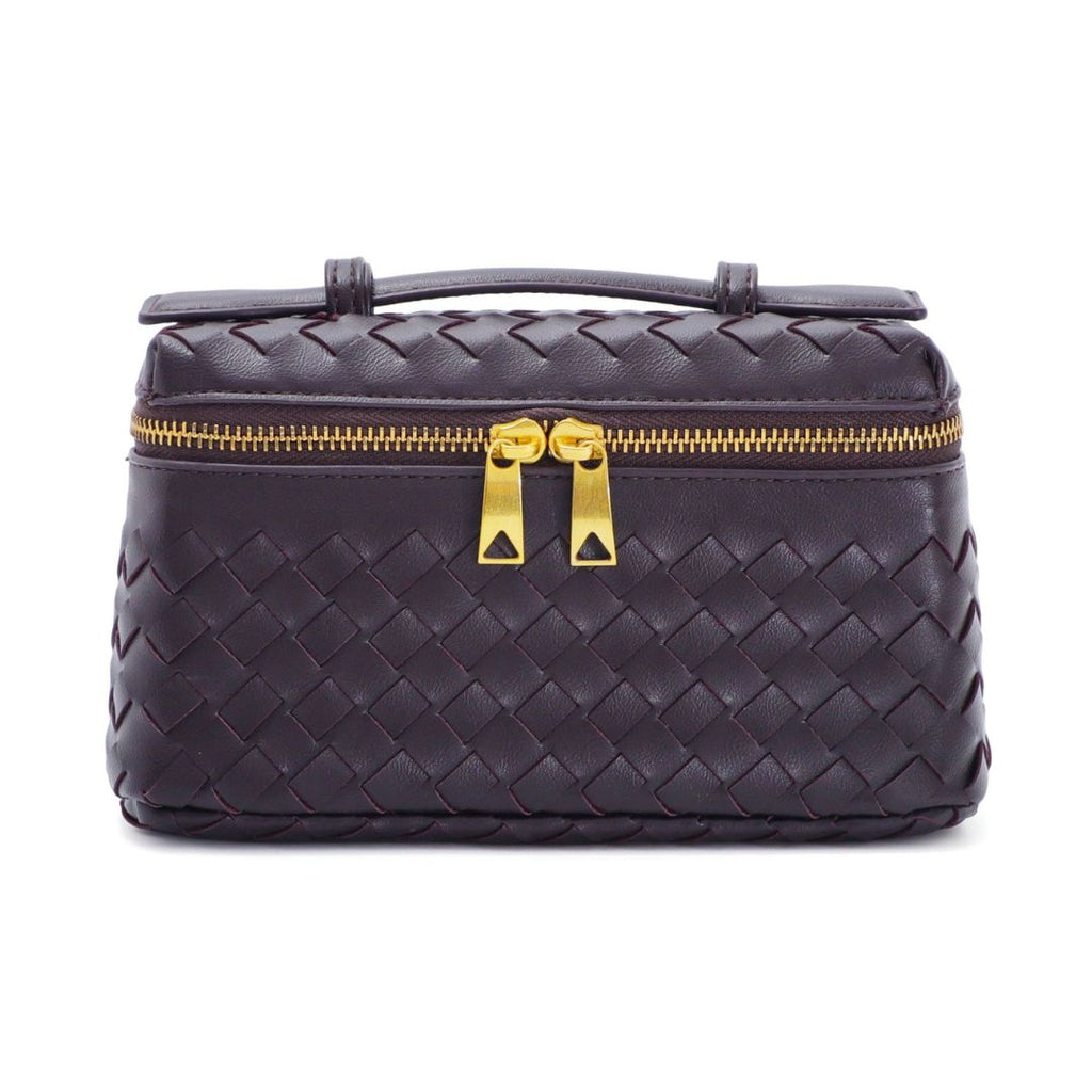Burgundy Woven Top Handle Bag