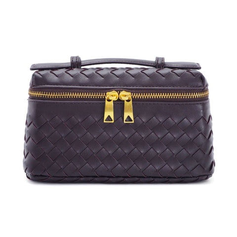 Burgundy Woven Top Handle Bag