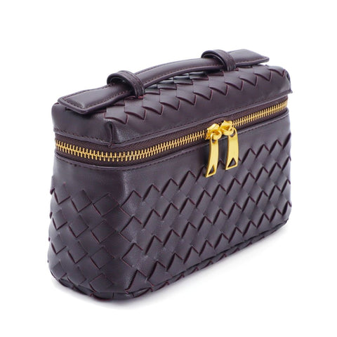 Burgundy Woven Top Handle Bag