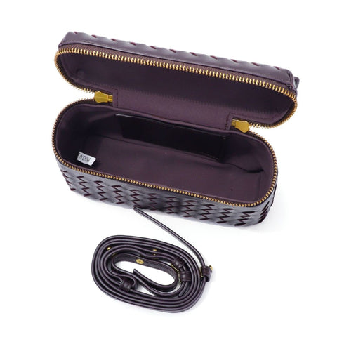 Burgundy Woven Top Handle Bag