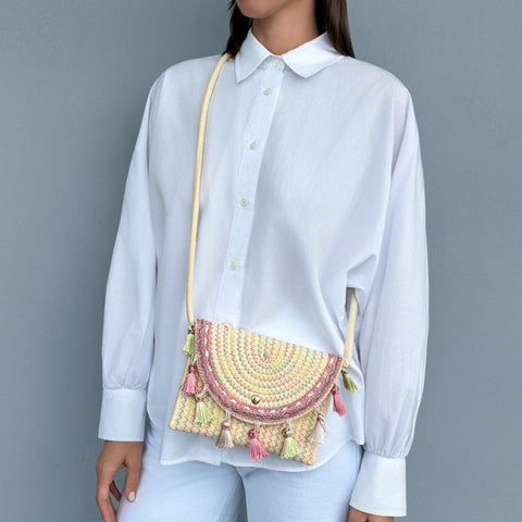Tassel Raffia Shoulder Bag