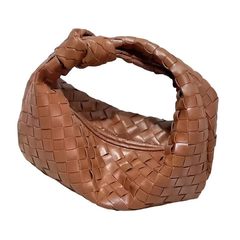 Rust Brown Knot Woven Crescent Bag