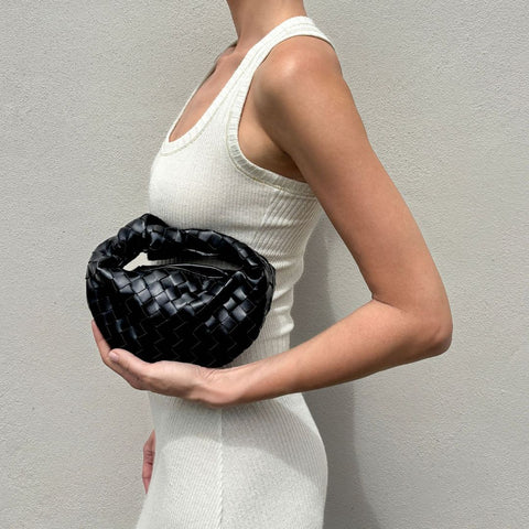 Black Knot Woven Crescent Bag