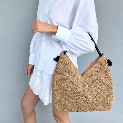 Natural Raffia Shoulder Hobo Bag