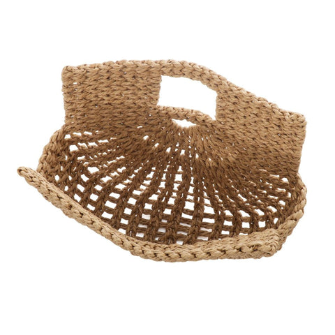 Natural Straw Arc Clutch Bag