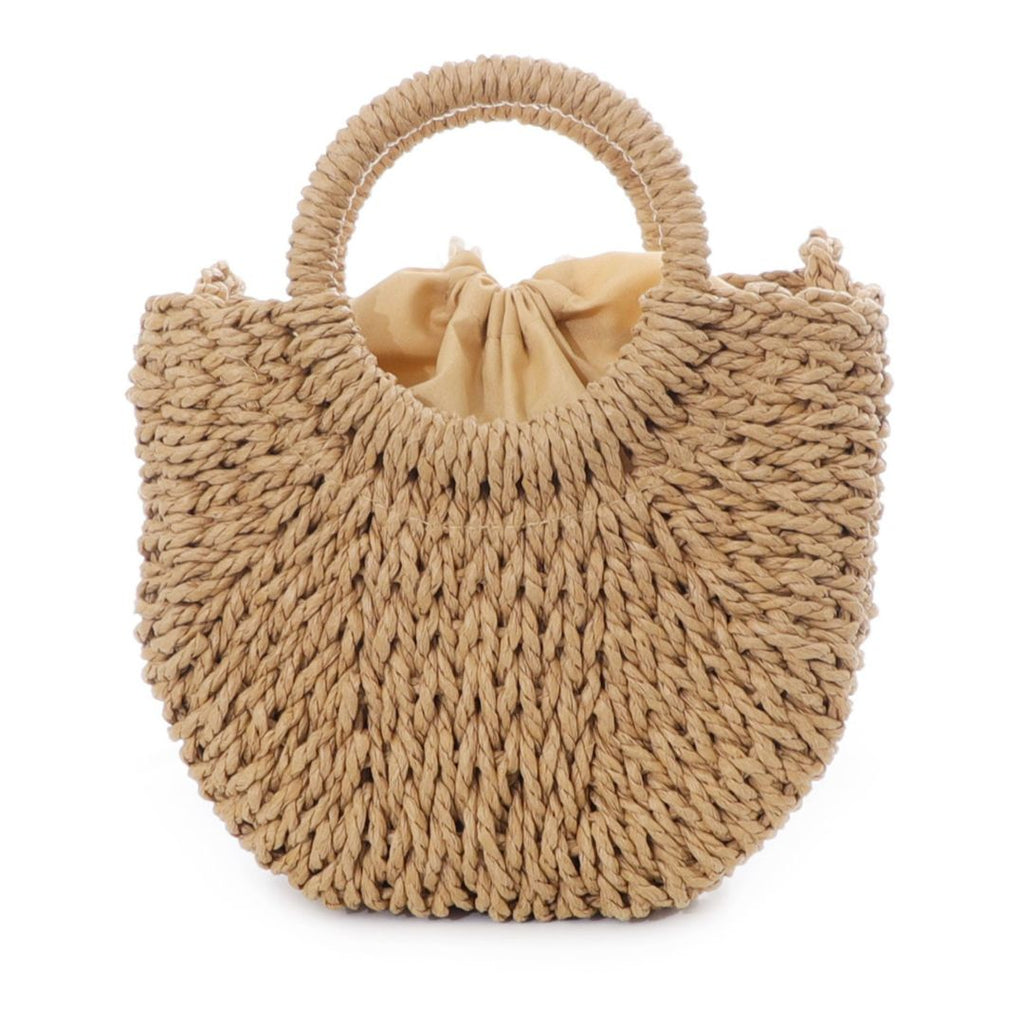 Natural Basket Arc Handle Bag with Shoulder Strap