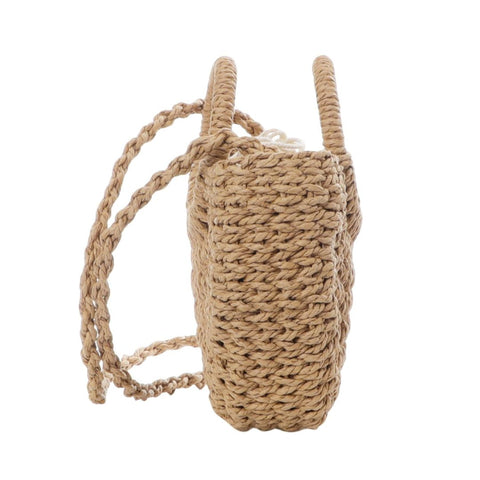 Natural Basket Arc Handle Bag with Shoulder Strap