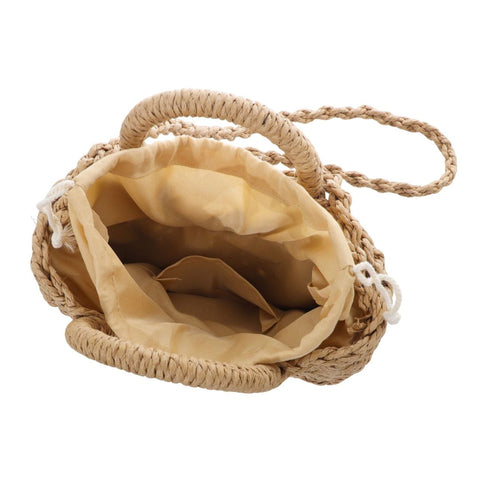 Natural Basket Arc Handle Bag with Shoulder Strap
