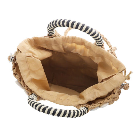 Basket Arc Shell-Embroidered Handle Bag with Shoulder Strap