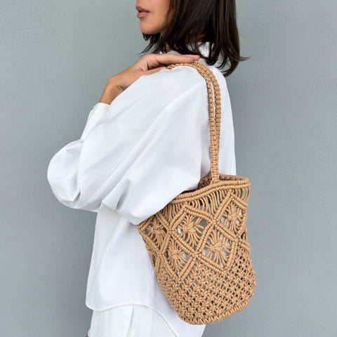 Natural Raffia Crochet Tote