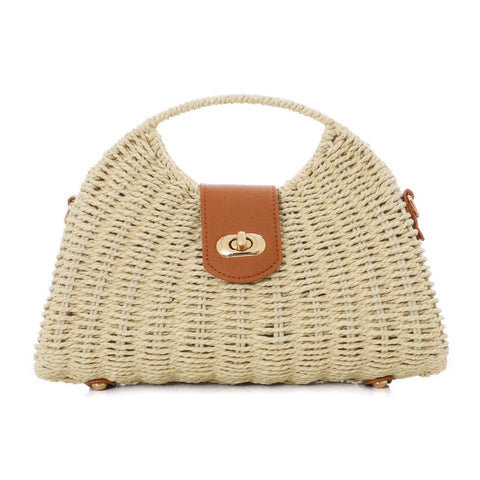 White Straw Picnic Basket Clutch