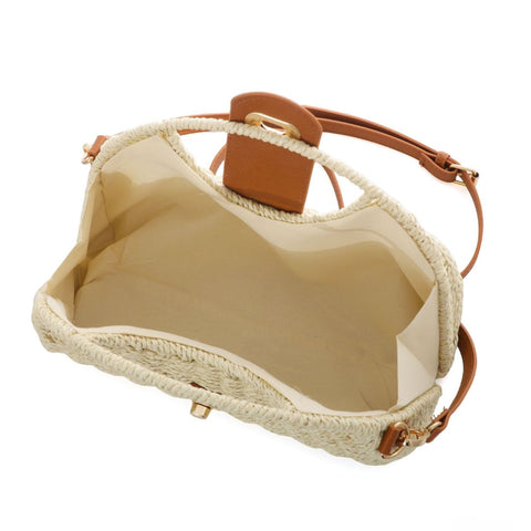 White Straw Picnic Basket Clutch