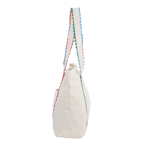 White Canvas Tote Bag with Rainbow Edges
