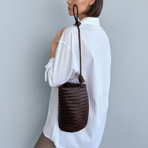 Brown Woven Shoulder Bag