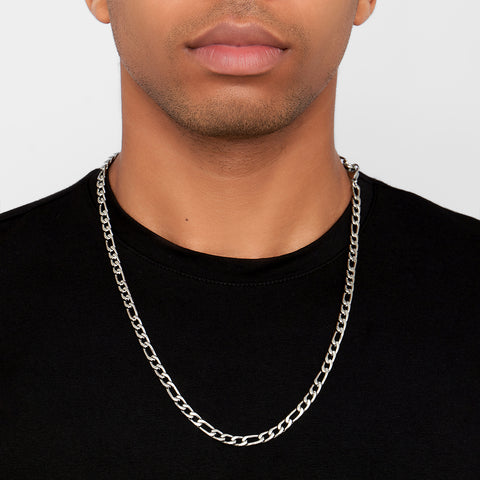 Men's Tarnish Resistant 14k Gold Plated 24" 6mm Figaro Chain Necklace