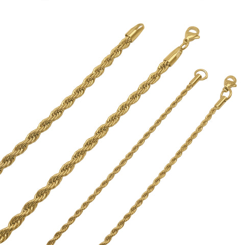 Men's Water Resistant Rope Chain Set gold