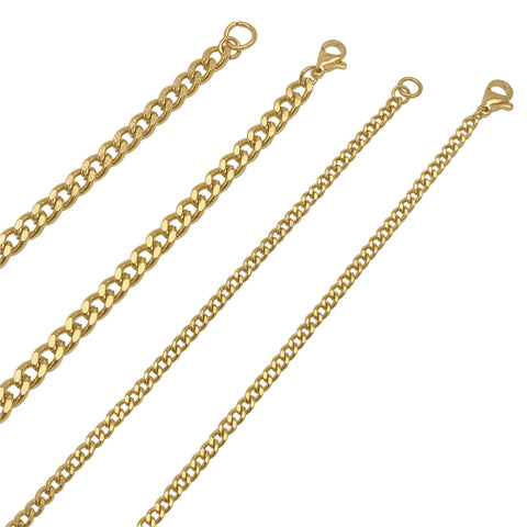 Men's Water Resistant Curb Chain Set gold