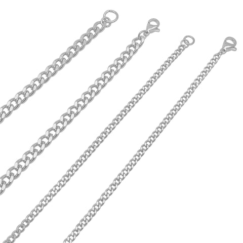 Men's Water Resistant Curb Chain Set silver