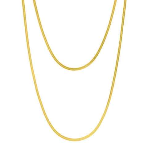 Double Herringbone Chain Necklace gold