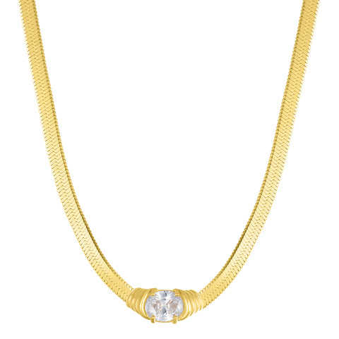 Herringbone Chain with Crystal gold