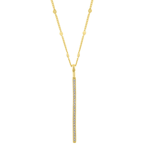 Crystal Bar Drop Necklace gold