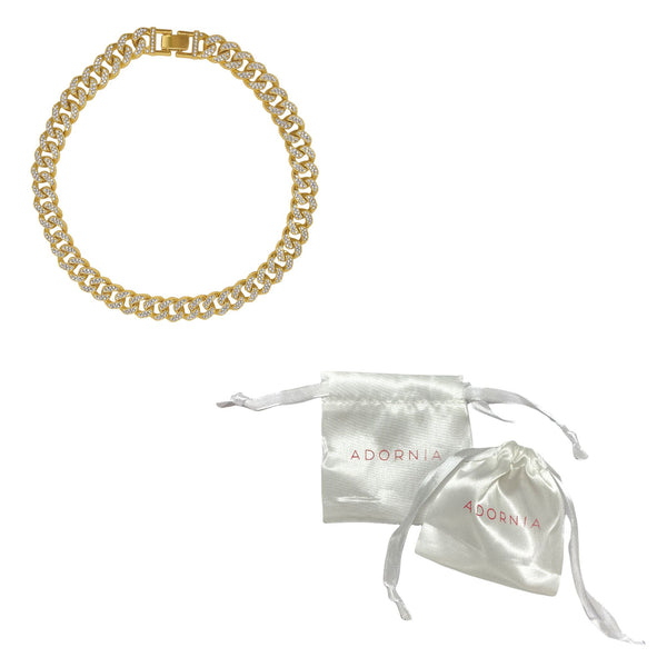 14k Gold Plated Flat Curb CZ Chain Necklace – ADORNIA