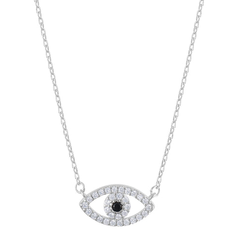 Crystal Evil Eye Necklace silver