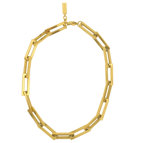 Tarnish Resistant 14k Gold Plated Oversized Paper Clip Chain Necklace