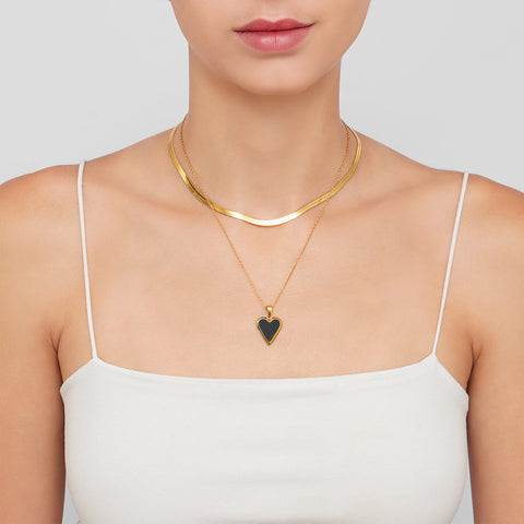 Black Heart Necklace gold
