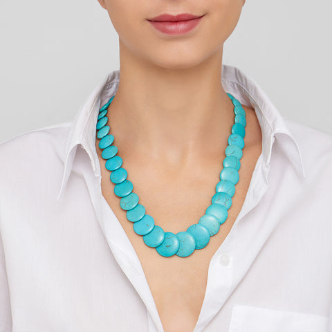 Scalloped Turquoise Necklace silver
