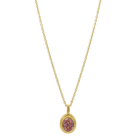 Pink Stone Necklace gold