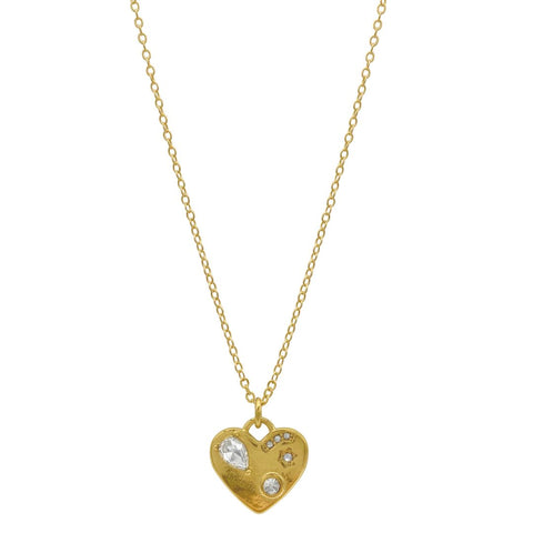 Crystal and Gold Heart Pendant Necklace gold